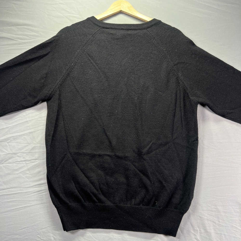 Vintage Australia Sweater Mens Medium Wool Black Knit V Neck Logo Crest Rugby - Picture 4 of 8